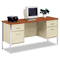 Alera Double Pedestal Steel Credenza, 60w x 20d x 29-1/2h, Oak/Putty ALESD256020PO