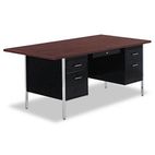 Alera Double Pedestal Steel Desk, 72w x 36d x 29-1/2h, Walnut/Black ALESD217236BW