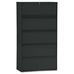 Alera Five-Drawer Lateral File Cabinet, 30w x 19-1/4d x 67h, Black ALELA553067BL