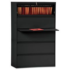 Alera Five-Drawer Lateral File Cabinet, 36w x 19-1/4d x 67h, Black ALELA553667BL