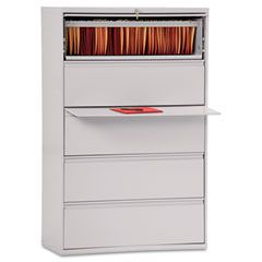 Alera Five-Drawer Lateral File Cabinet, 36w x 19-1/4d x 67h, Light Gray ALELA553667LG