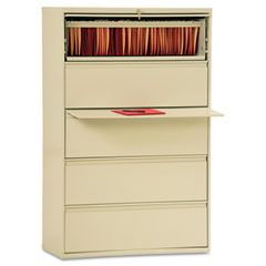 Alera Five-Drawer Lateral File Cabinet, 36w x 19-1/4d x 67h, Putty ALELA553667PY