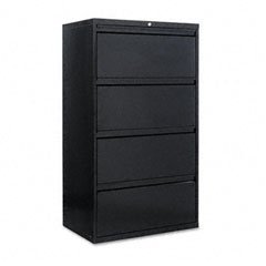 Alera Four-Drawer Lateral File Cabinet, 30w x 19-1/4d x 54h, Black ALELA543054BL