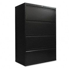 Alera Four-Drawer Lateral File Cabinet, 36w x 19-1/4d x 54h, Black ALELA543654BL