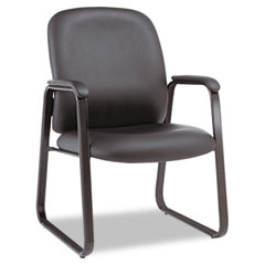 Alera Genaro Guest Chair, Black Leather, Sled Base ALEGE43LS10B