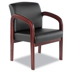 Alera Reception Lounge Series Ready-To-Assemble Guest Chair, Mahogany/Black Leather ALERL4319M