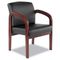 Alera Reception Lounge Series Ready-To-Assemble Guest Chair, Mahogany/Black Leather ALERL4319M