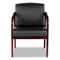 Alera Reception Lounge Series Ready-To-Assemble Guest Chair, Mahogany/Black Leather ALERL4319M