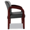 Alera Reception Lounge Series Ready-To-Assemble Guest Chair, Mahogany/Black Leather ALERL4319M