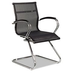 Alera Rubla Series Stretched Mesh Guest Chair, Chrome Base, Black ALERU4318