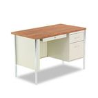Alera Single Pedestal Steel Desk, 45w x 24d x 29-1/2h, Oak/Putty ALESD214824PO