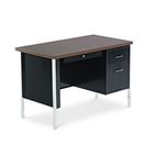 Alera Single Pedestal Steel Desk, 45w x 24d x 29-1/2h, Walnut/Black ALESD214824BW