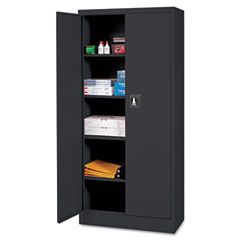 Alera Space Mizer Storage Cabinet, 4 Fixed Shelves, 30w x 15d x 66h, Black ALE86609