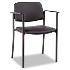 Alera Stacking Guest Chair, PVC-Free Faux Leather, Black ALEUT49CS10B