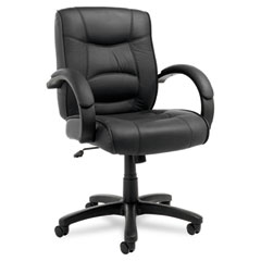 Alera Strada Series Mid-Back Swivel/Tilt Chair w/Black Leather Upholstery ALESR42LS10B