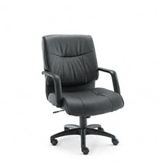 Alera Stratus Series Leather Mid-Back Swivel/Tilt Chair, Black ALEST42LS10B
