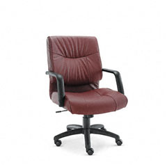 Alera Stratus Series Leather Mid-Back Swivel/Tilt Chair, Burgundy ALEST42LS30B