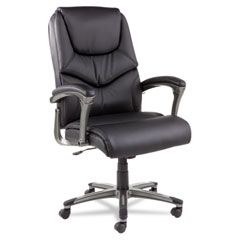 Alera Toliz Series No Tool Assembly High-Back Swivel/Tilt Chair, Black Leather ALETL4119