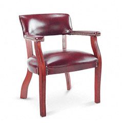 Alera Traditional Series Guest Arm Chair, Mahogany Finish/Oxblood Vinyl ALECE43VY31MY