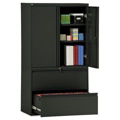 Alera Two-Drawer Lateral File Cabinet With Storage, 36w x 19-1/4d x 65-1/4h, Black ALELA563619BL