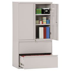 Alera Two-Drawer Lateral File Cabinet With Storage, 36w x 19-1/4d x 65-1/4h, Lt. Gray ALELA563619LG