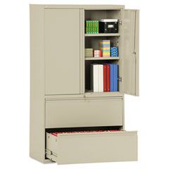 Alera Two-Drawer Lateral File Cabinet With Storage, 36w x 19-1/4d x 65-1/4h, Putty ALELA563619PY