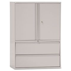 Alera Two-Drawer Lateral File Cabinet With Storage, 42w x 19-1/4d x 65-1/4h, Lt. Gray ALELA564219LG