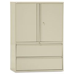 Alera Two-Drawer Lateral File Cabinet With Storage, 42w x 19-1/4d x 65-1/4h, Putty ALELA564219PY