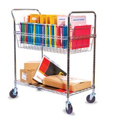 Alera Wire Mail Cart, 2-Shelf, 34-1/4w x 21-1/2d x 39-1/2h, Chrome ALEMC343722CR
