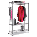 Alera Wire Shelving Garment Rack, Black, Steel, Stand Alone Rack, Five Hooks ALEGR354818BL