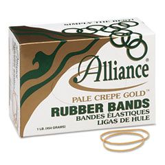 Alliance Pale Crepe Gold Rubber Bands, Size 19, 3-1/2 x 1/16, 1lb Box ALL20195