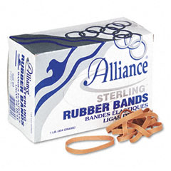 Alliance Sterling Ergonomically Correct Rubber Bands, #64, 3-1/2 x 1/4, 425 Bands/1lb Box ALL24645