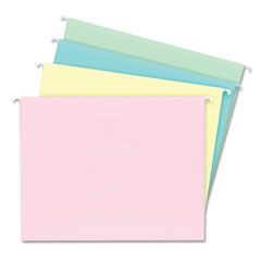 Ampad Hanging File Folders, 1/5 Tab, 11 Point Stock, Letter, Assorted Pastels, 20/Box AMP42115PASR