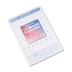 AT-A-GLANCE Recycled Monthly Wall Calendar, Blue and Red, 12" x 17", 2012 AAGPM228