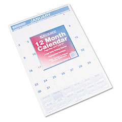 AT-A-GLANCE Recycled Monthly Wall Calendar, Blue and Red,15 1/2" x 22 3/4", 2012 AAGPM328