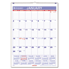 AT-A-GLANCE Recycled Monthly Wall Calendar, Blue and Red, 8" x 11", 2012 AAGPM128