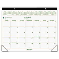 AT-A-GLANCE Recycled Two-Color Desk Pad Calendar, Green and Brown, 22" x 17", 2012 AAGGG250000