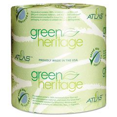 Atlas Paper Mills Green Heritage Bathroom Tissue, 2-Ply, 500 Sheets, White, 96 per Carton APM276GREEN