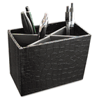 Aurora Products ProFormance Crocodile Embossed Pencil Cup, 5 3/8 x 2 x 4 1/8, Black AUA09015