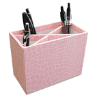 Aurora Products ProFormance Crocodile Embossed Pencil Cup, 5 3/8 x 2 x 4 1/8, Pink AUA09014