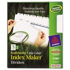 Avery 100% Recycled Index Maker Dividers, White 5-Tab, 11 x 8-1/2, 5 Sets/Pack AVE11580