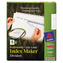 Avery 100% Recycled Index Maker Dividers, White 8-Tab, 11 x 8-1/2, 5 Sets/Pack AVE11581