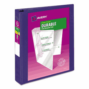 Avery 17024 View Binder,EZ-Turn Ring,w/ Four Pockets,1-1/2" Cap.,Blue