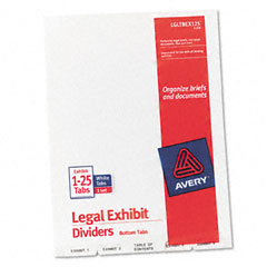 Avery Avery-Style Legal Bottom Tab Divider, Title: Exhibit 1-25, Letter, White AVE11378