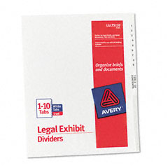 Avery Avery-Style Legal Side Tab Divider, Title: 1-10, Letter, White, 1 Set AVE11381