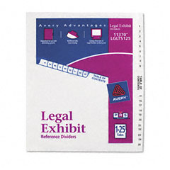 Avery Avery-Style Legal Side Tab Divider, Title: 1-25, Letter, White, 1 Set AVE11370