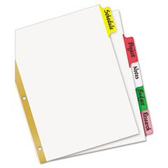 Avery Big Tab Write-On Dividers w/Erasable Laminated Tabs, Clear, 5/Set AVE23076
