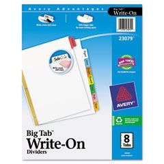 Avery Big Tab Write-On Dividers w/Erasable Laminated Tabs, Clear, Set of 8 AVE23079