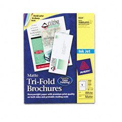 Avery Brochure Paper, Matte, 8-1/2 x 11, White, 100 Sheets/Box AVE8324