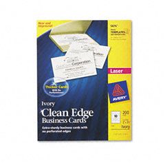 Avery Clean Edge Laser Business Cards, 2 x 3 1/2, Ivory, 10/Sheet, 200/Pack AVE5876